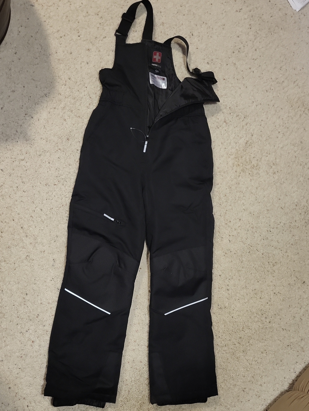 Swiss Tech Black Kids Insulated Snow Bib Pants